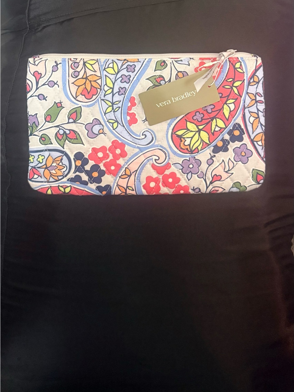 New W/Tags Vera Bradley Quilted Medium Pouch Maddalena Paisley Oyster Mushroom